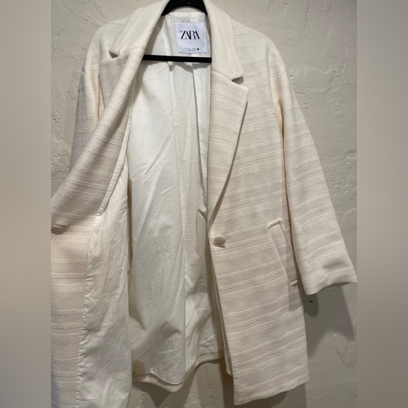 Zara Women's Cream Coat Jacket Lightweight, Large - Picture 3 of 9